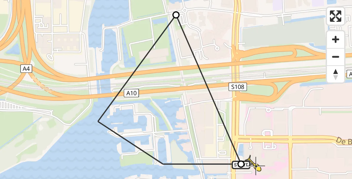 Routekaart van de vlucht: Lifeliner 1 naar VU Medisch Centrum Amsterdam