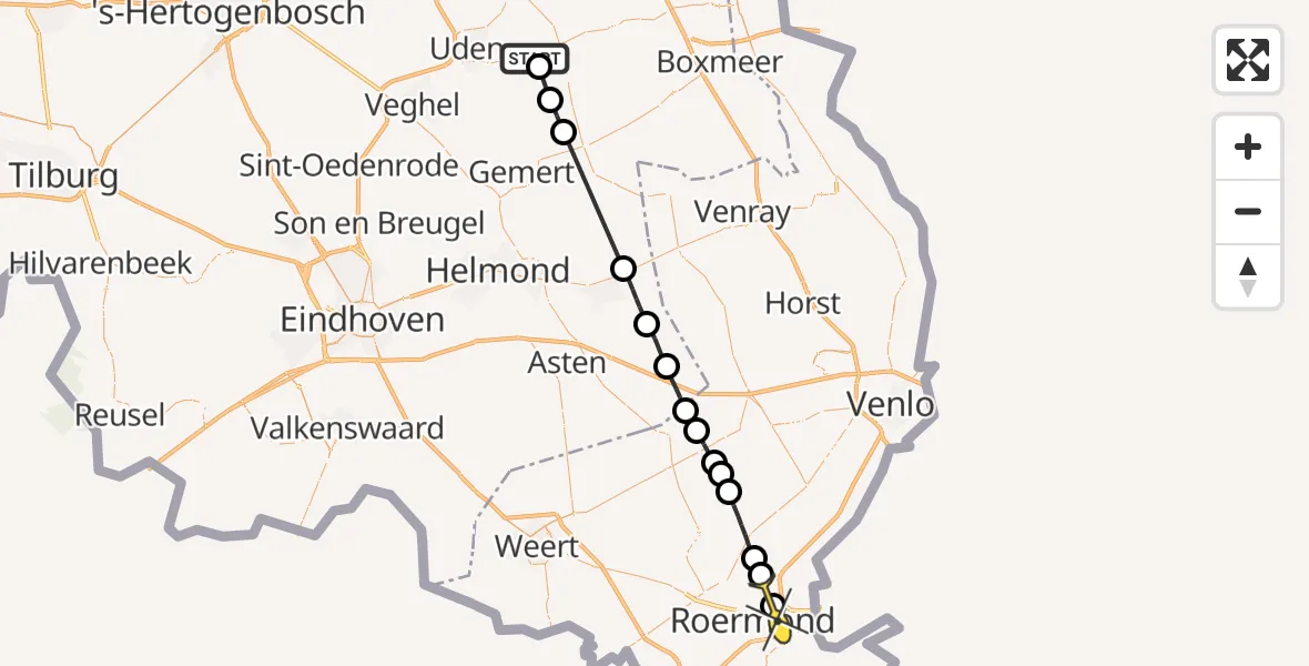 Routekaart van de vlucht: Lifeliner 3 naar Roermond