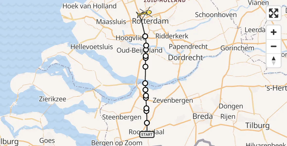 Routekaart van de vlucht: Lifeliner 2 naar Rotterdam