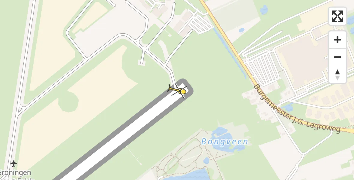 Routekaart van de vlucht: Traumahelikopter naar Eelde