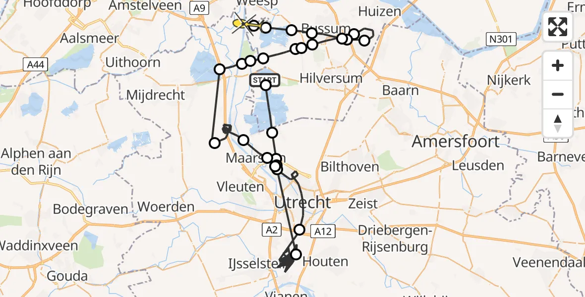 Routekaart van de vlucht: Politieheli naar Nigtevecht