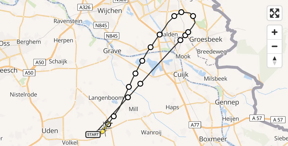 Routekaart van de vlucht: Lifeliner 3 naar Volkel