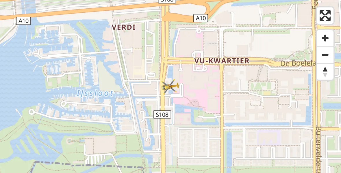 Vluchtroute Traumahelikopter van VU Medisch Centrum Amsterdam naar VU Medisch Centrum Amsterdam
