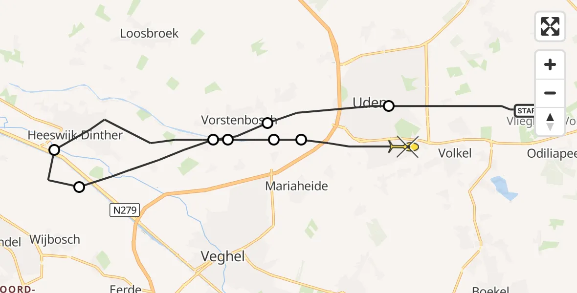 Routekaart van de vlucht: Lifeliner 3 naar Uden