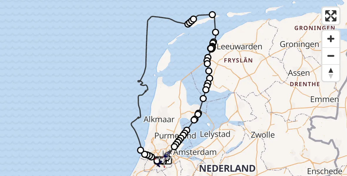 Vluchtroute Politiehelikopter van Schiphol naar Schiphol