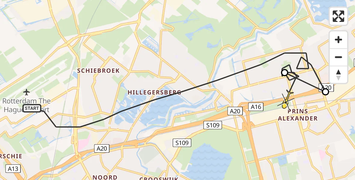 Routekaart van de vlucht: Lifeliner 2 naar Rotterdam