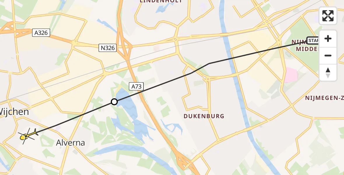 Routekaart van de vlucht: Lifeliner 3 naar Wijchen