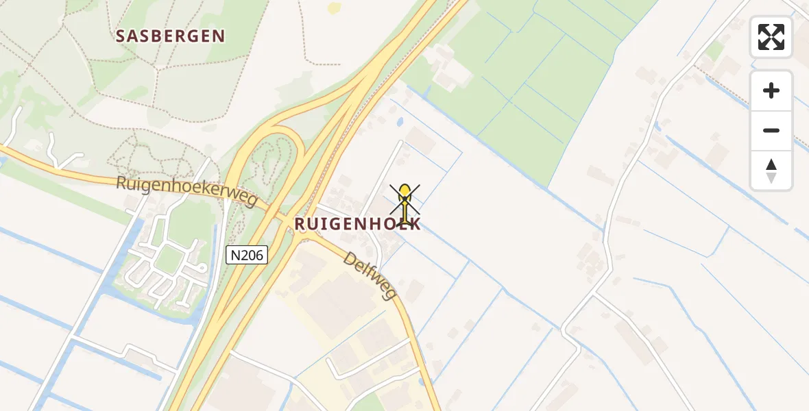 Vluchtroute Politiehelikopter van De Zilk naar De Zilk