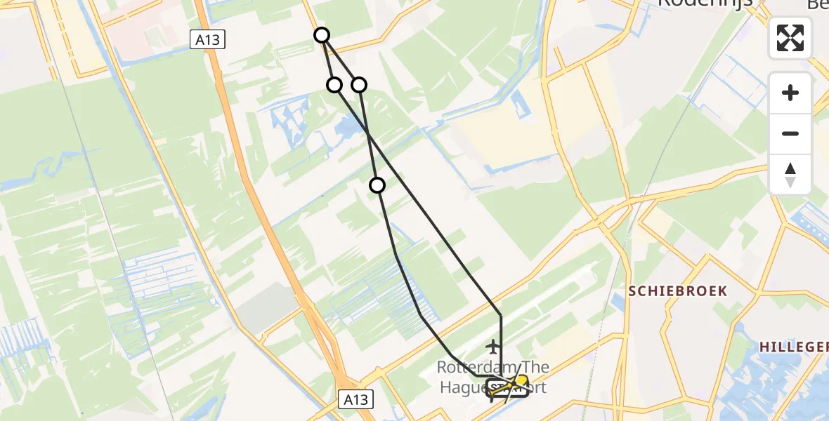 Routekaart van de vlucht: Lifeliner 2 naar Rotterdam