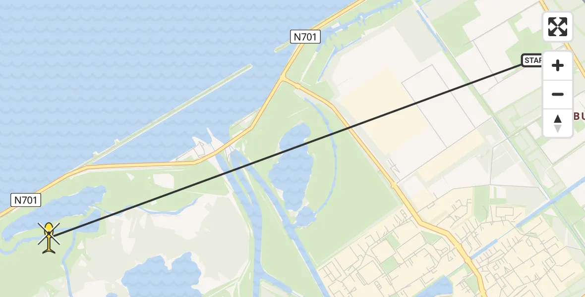 Routekaart van de vlucht: Politiehelikopter naar Almere