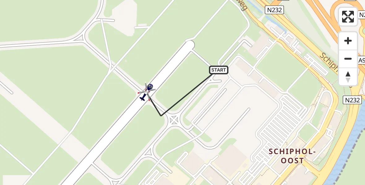 Vluchtroute Politiehelikopter van Schiphol naar Schiphol