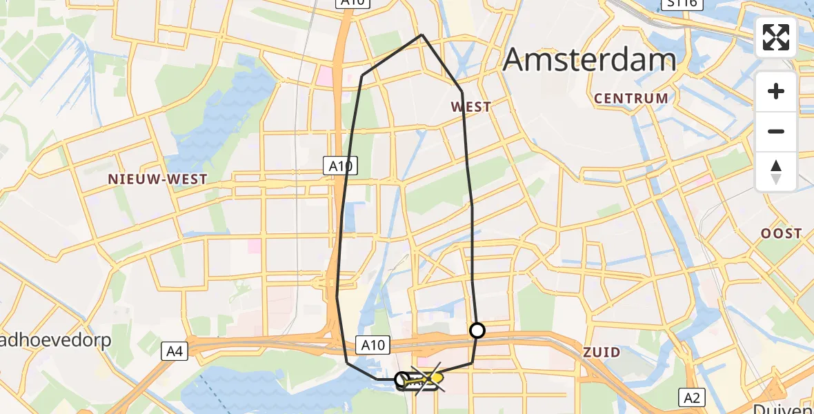 Routekaart van de vlucht: Lifeliner 1 naar VU Medisch Centrum Amsterdam