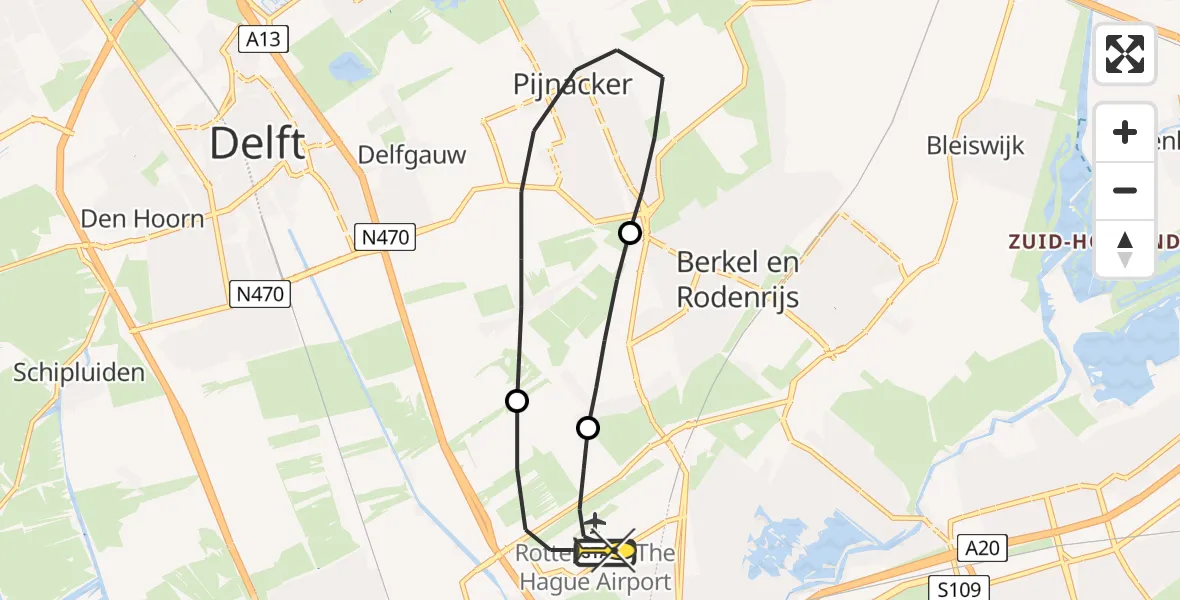 Routekaart van de vlucht: Lifeliner 2 naar Rotterdam