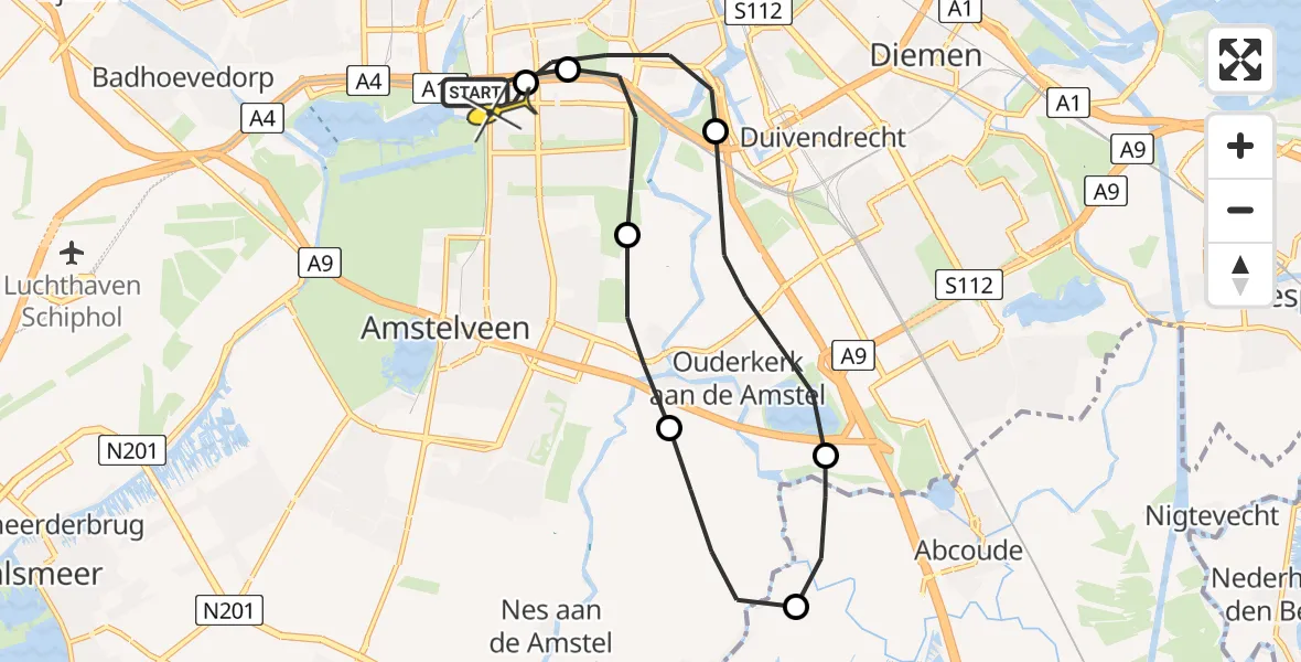 Routekaart van de vlucht: Lifeliner 1 naar VU Medisch Centrum Amsterdam