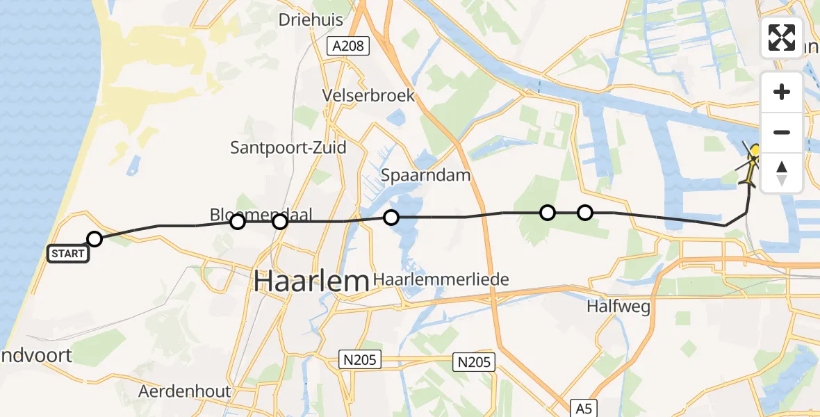 Routekaart van de vlucht: Lifeliner 1 naar Amsterdam