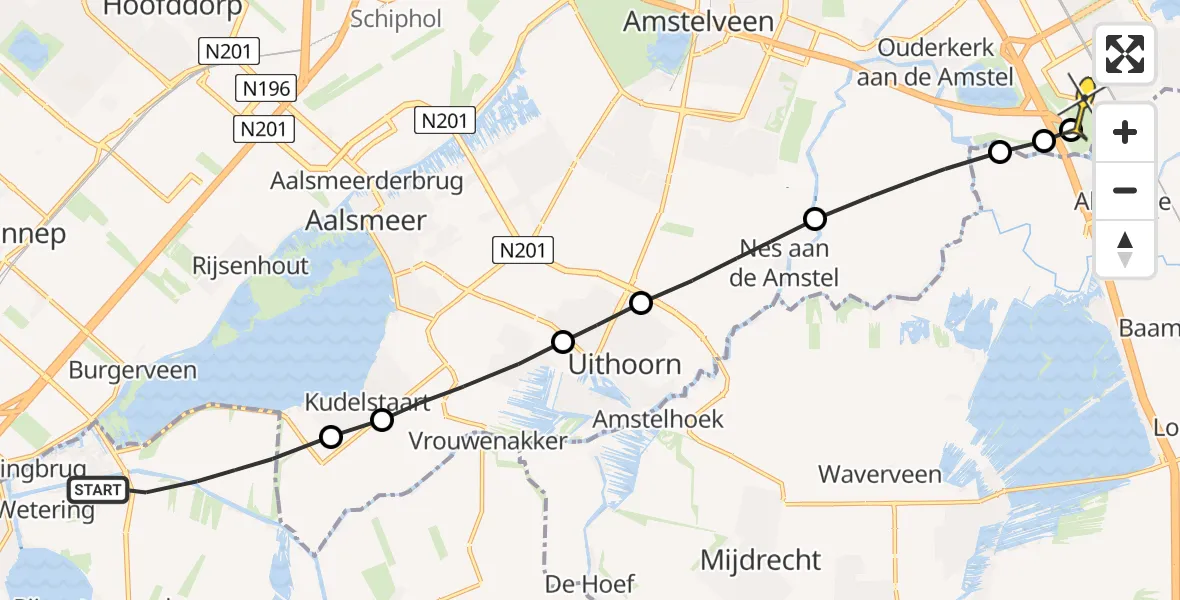 Routekaart van de vlucht: Lifeliner 1 naar Amsterdam