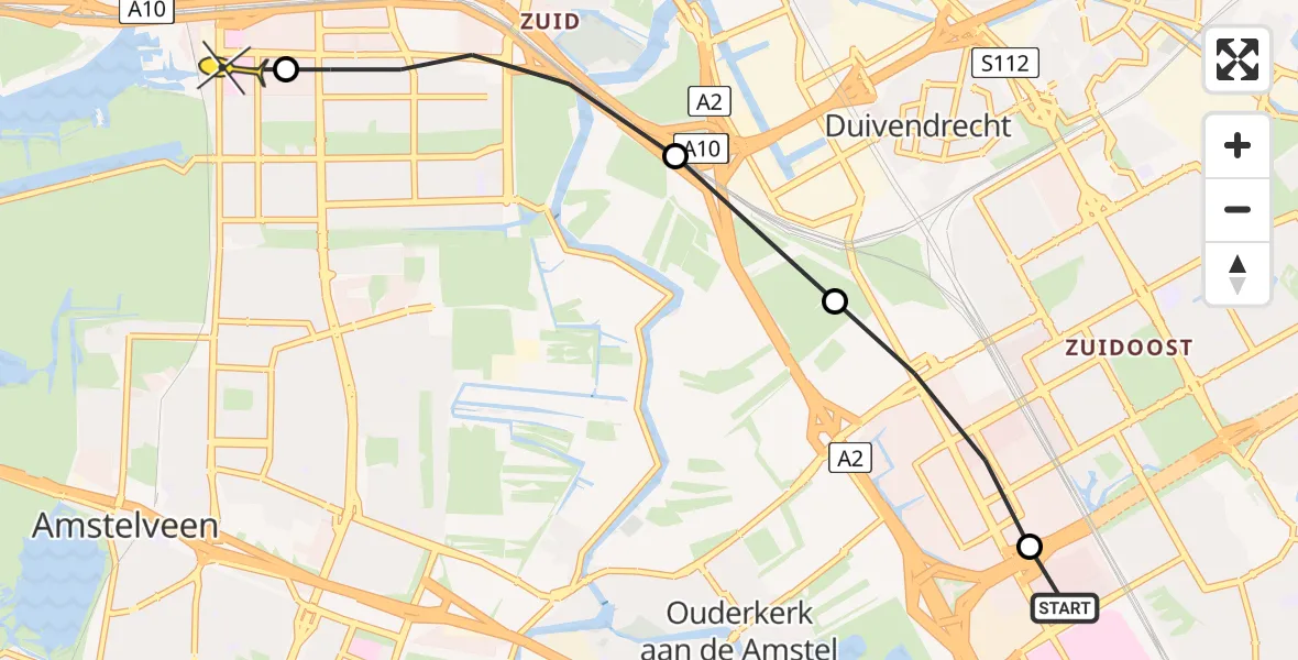 Routekaart van de vlucht: Lifeliner 1 naar VU Medisch Centrum Amsterdam