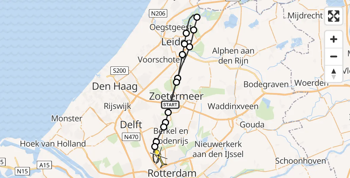 Routekaart van de vlucht: Lifeliner 2 naar Rotterdam