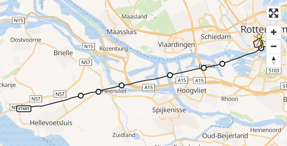 Routekaart van de vlucht: Lifeliner 2 naar Erasmus MC