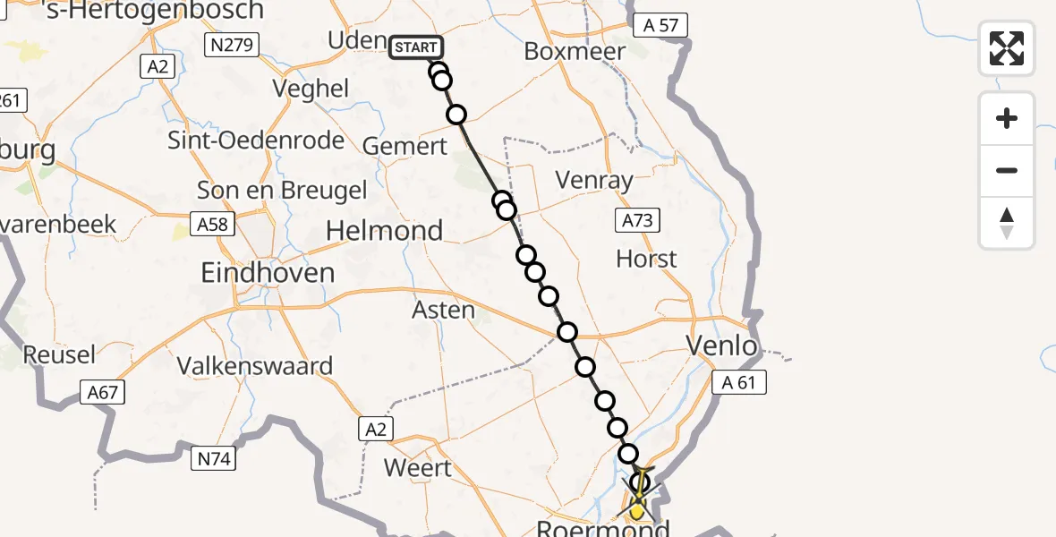 Routekaart van de vlucht: Lifeliner 3 naar Swalmen