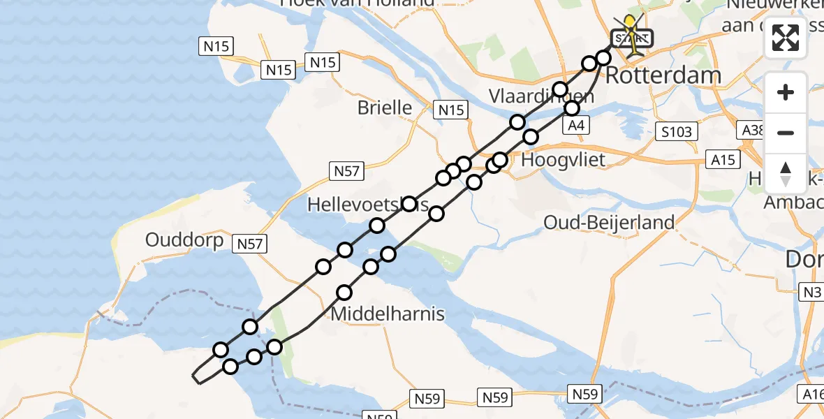 Routekaart van de vlucht: Lifeliner 2 naar Rotterdam