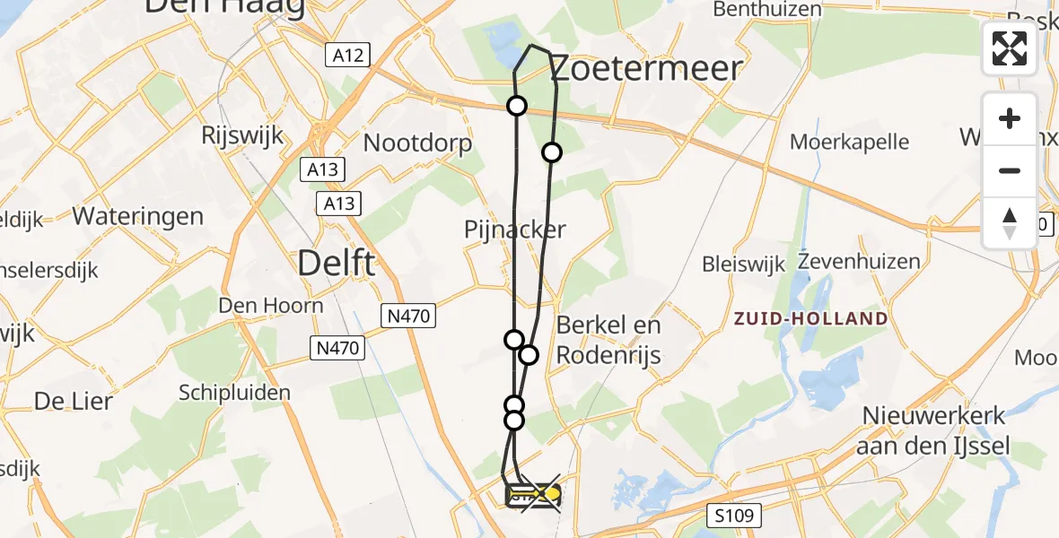 Routekaart van de vlucht: Lifeliner 2 naar Rotterdam