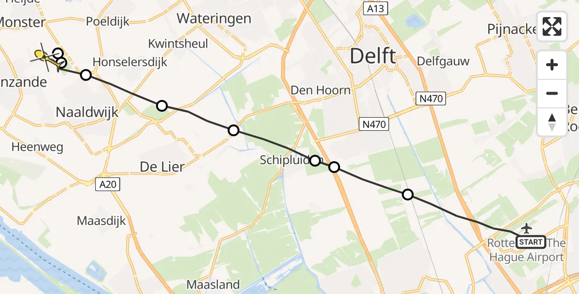 Routekaart van de vlucht: Lifeliner 2 naar Naaldwijk
