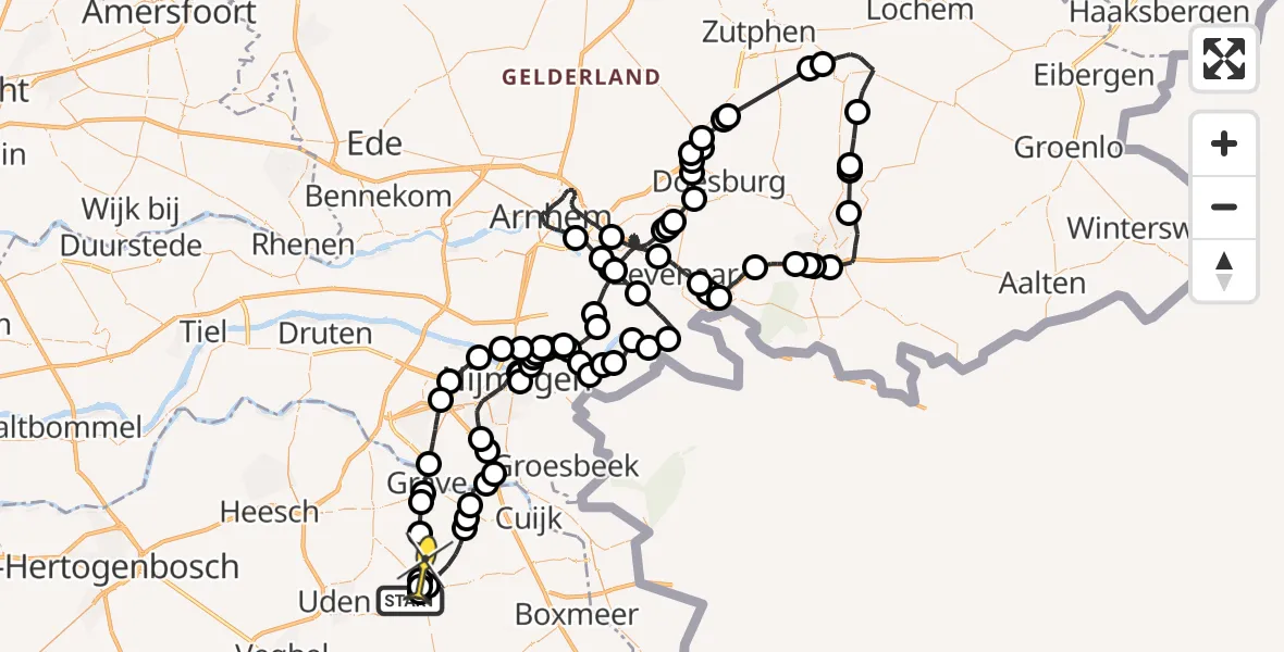 Routekaart van de vlucht: Politieheli naar Langenboom