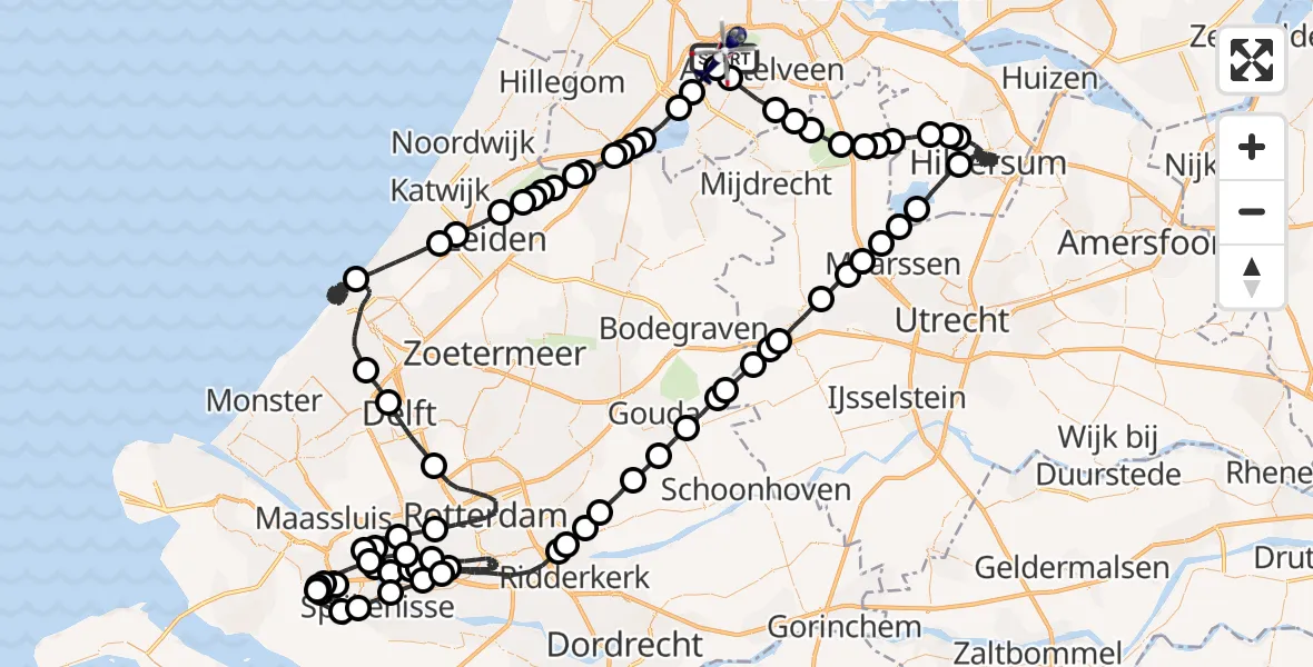 Vluchtroute Politiehelikopter van Schiphol naar Schiphol