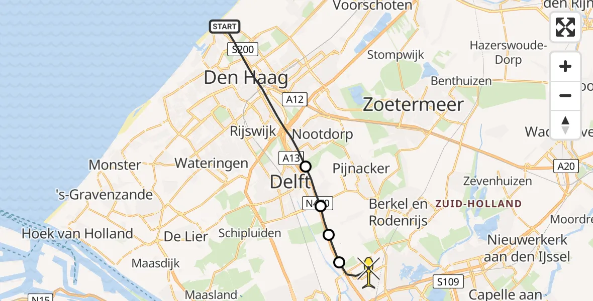 Routekaart van de vlucht: Lifeliner 2 naar Rotterdam