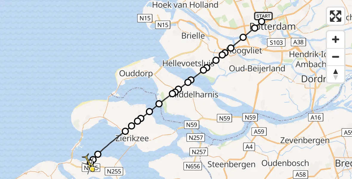 Routekaart van de vlucht: Lifeliner 2 naar Wissenkerke
