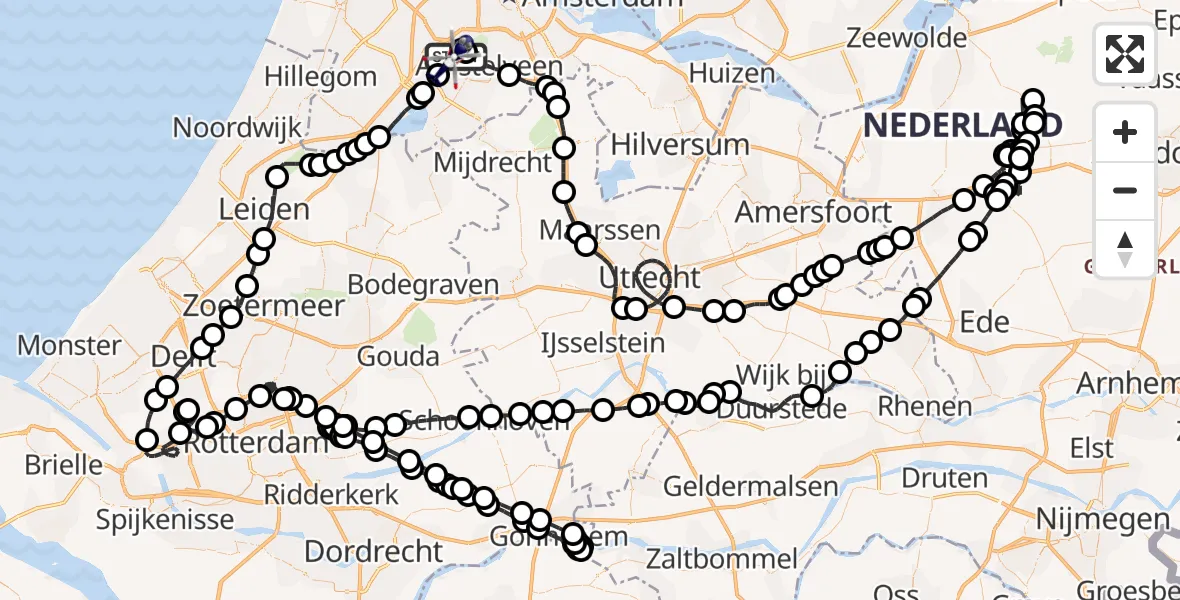 Vluchtroute Politiehelikopter van Schiphol naar Schiphol