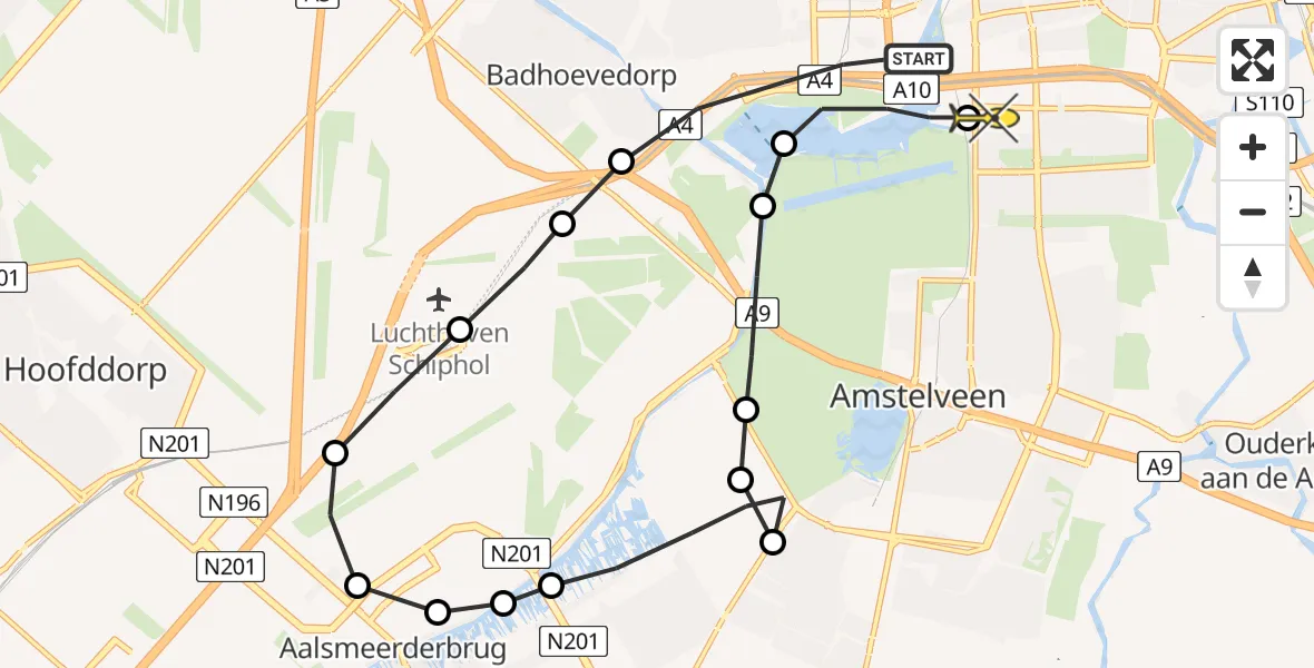 Routekaart van de vlucht: Lifeliner 1 naar VU Medisch Centrum Amsterdam