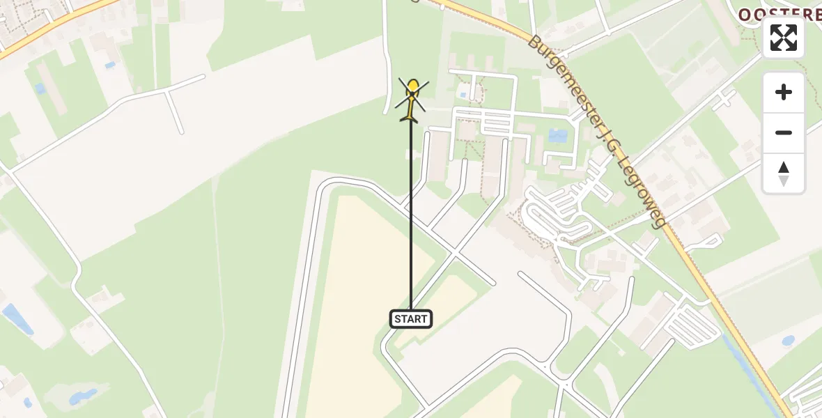 Routekaart van de vlucht: Traumahelikopter naar Eelde