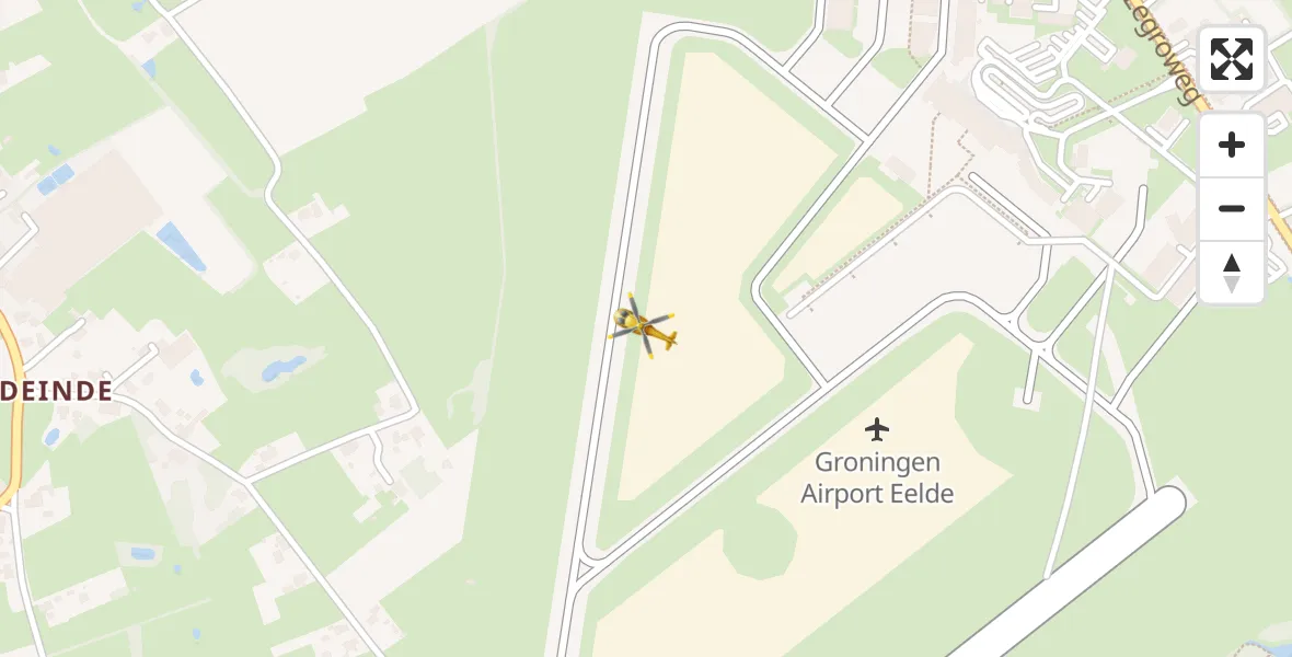 Vluchtroute Traumahelikopter Groningen Airport Eelde - Groningen Airport Eelde, 28 april 2022, 13:43