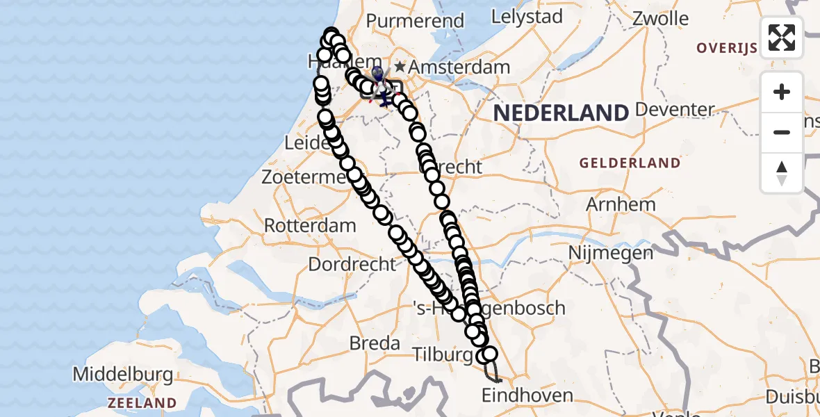 Vluchtroute Politiehelikopter van Schiphol naar Schiphol