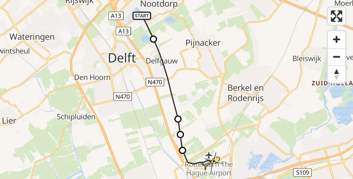 Routekaart van de vlucht: Lifeliner 2 naar Rotterdam The Hague Airport