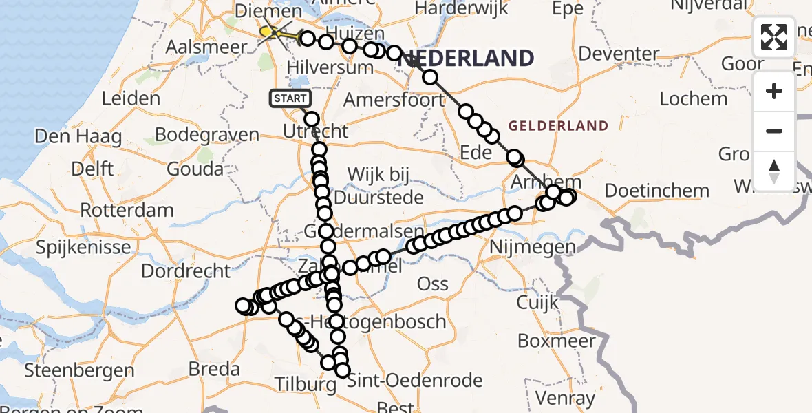 Routekaart van de vlucht: Politieheli naar Abcoude