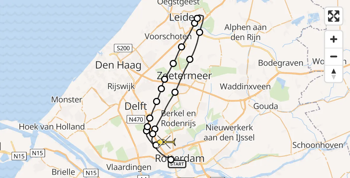 Routekaart van de vlucht: Lifeliner 2 naar Rotterdam The Hague Airport