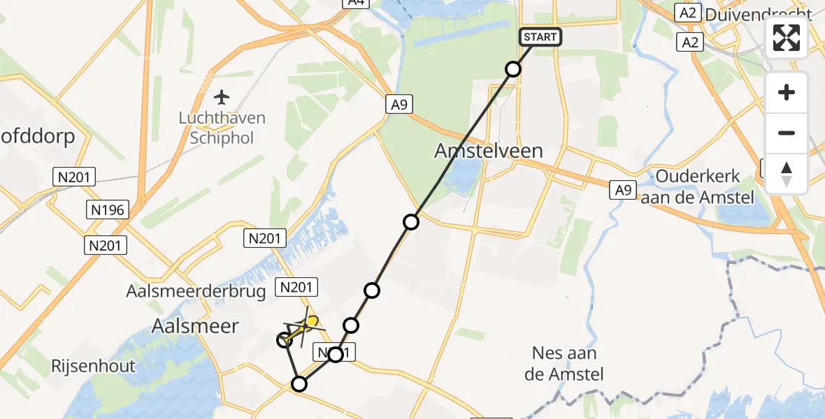 Routekaart van de vlucht: Lifeliner 1 naar Aalsmeer