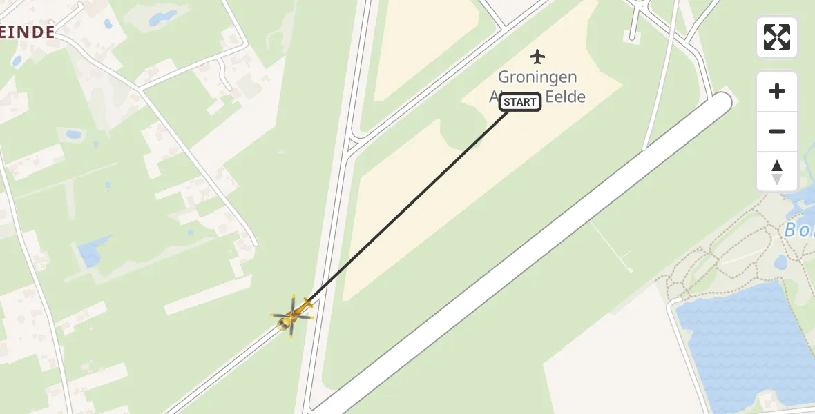 Vluchtroute Traumahelikopter Groningen Airport Eelde - Groningen Airport Eelde, 29 april 2022, 12:04