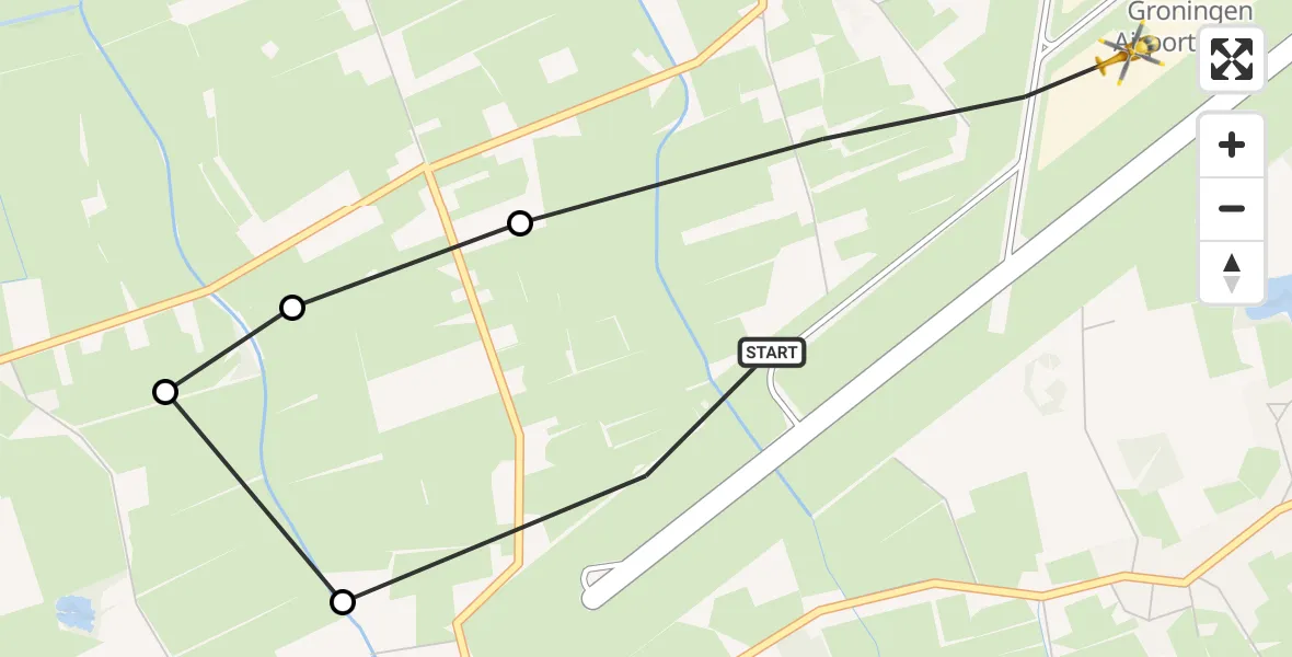 Vluchtroute Traumahelikopter Groningen Airport Eelde - Groningen Airport Eelde, 29 april 2022, 12:05