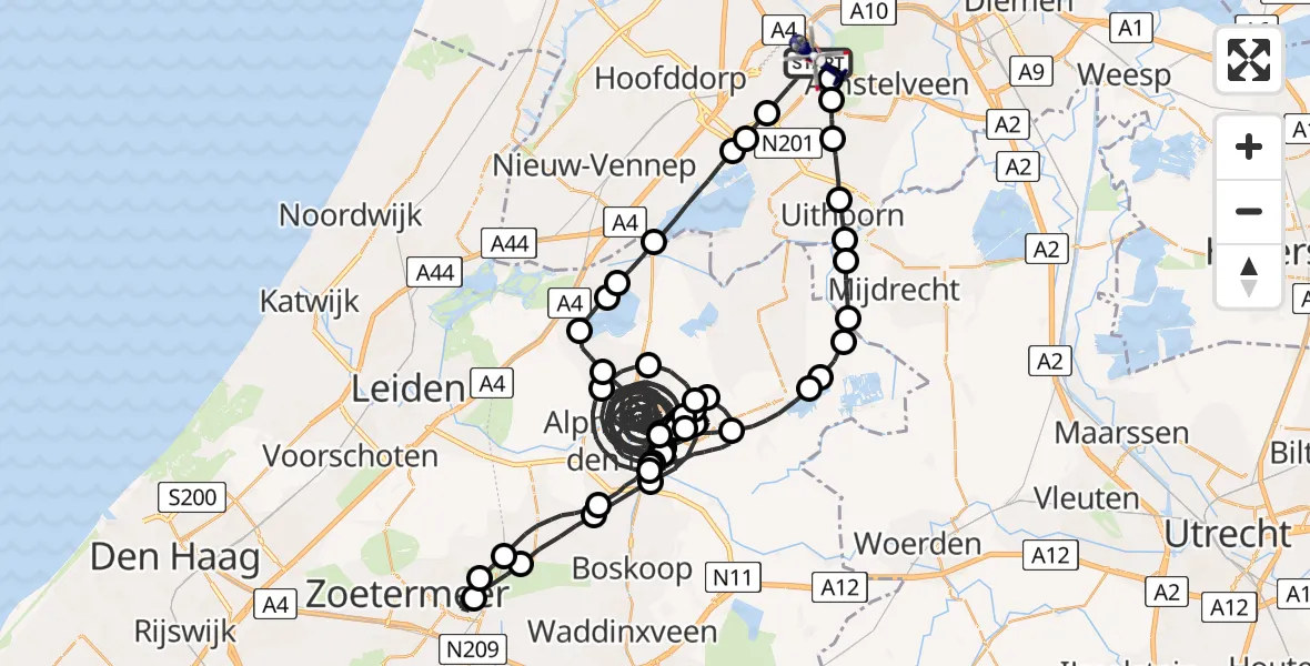 Vluchtroute Politiehelikopter van Schiphol naar Schiphol