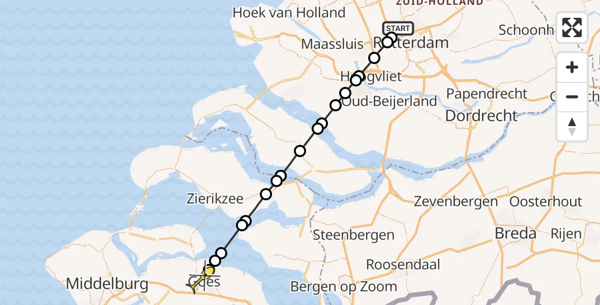 Routekaart van de vlucht: Lifeliner 2 naar Goes