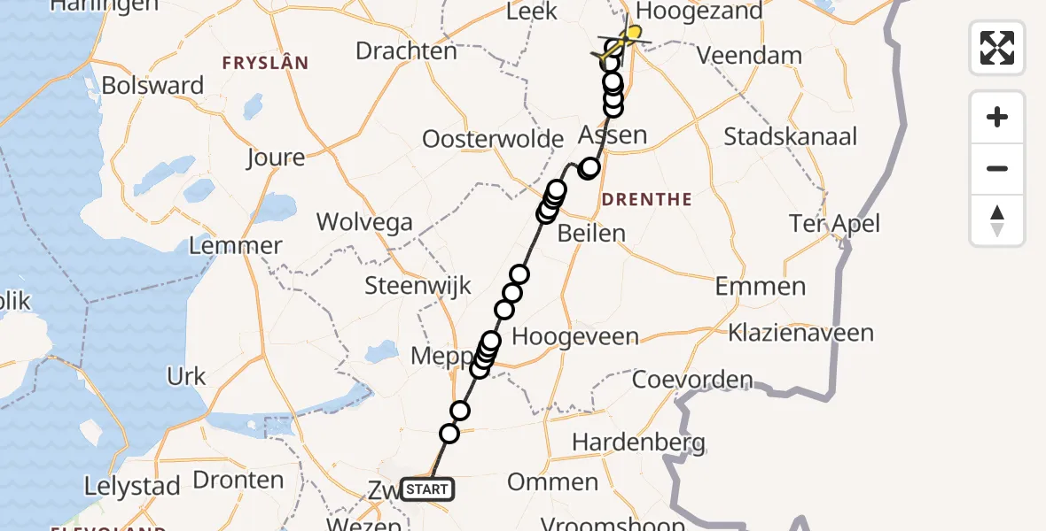 Routekaart van de vlucht: Lifeliner 4 naar Groningen Airport Eelde