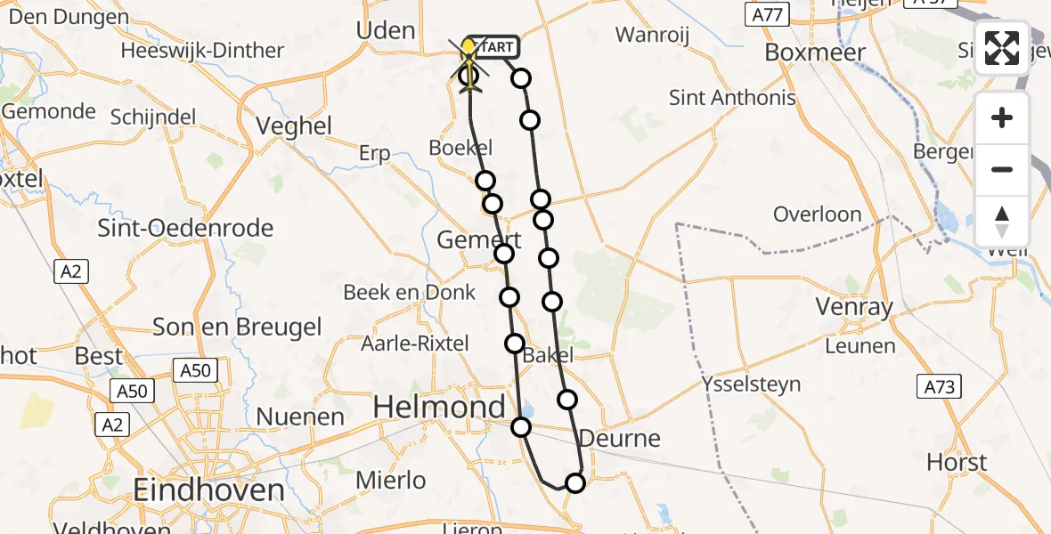 Routekaart van de vlucht: Lifeliner 3 naar Volkel