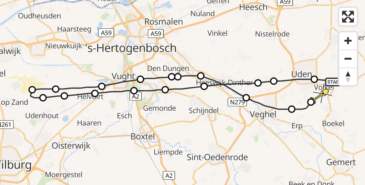 Routekaart van de vlucht: Lifeliner 3 naar Volkel