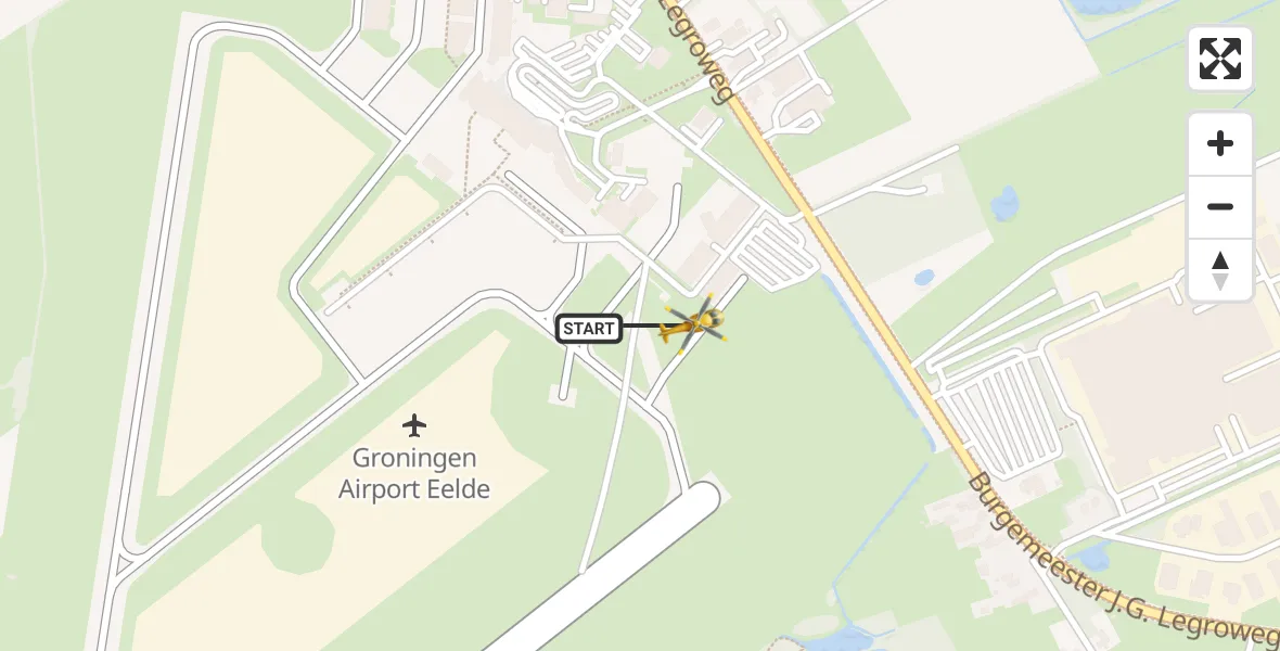 Vluchtroute Traumahelikopter Groningen Airport Eelde - Groningen Airport Eelde, 30 april 2022, 10:56