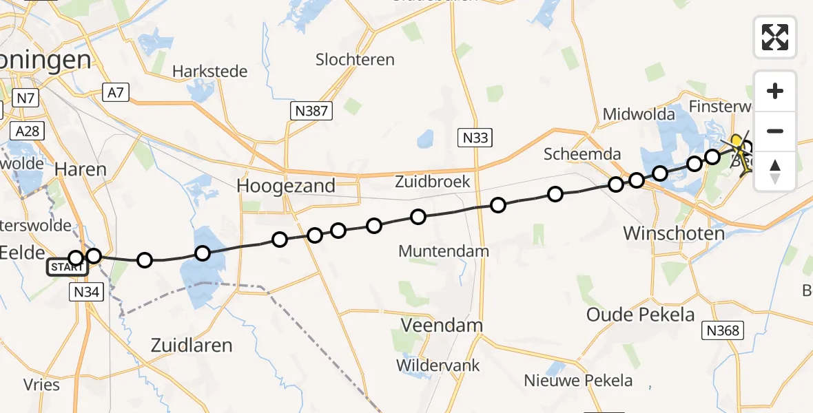 Routekaart van de vlucht: Lifeliner 4 naar Beerta