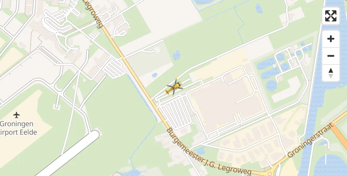 Vluchtroute Traumahelikopter Groningen Airport Eelde - Groningen Airport Eelde, 30 april 2022, 12:58